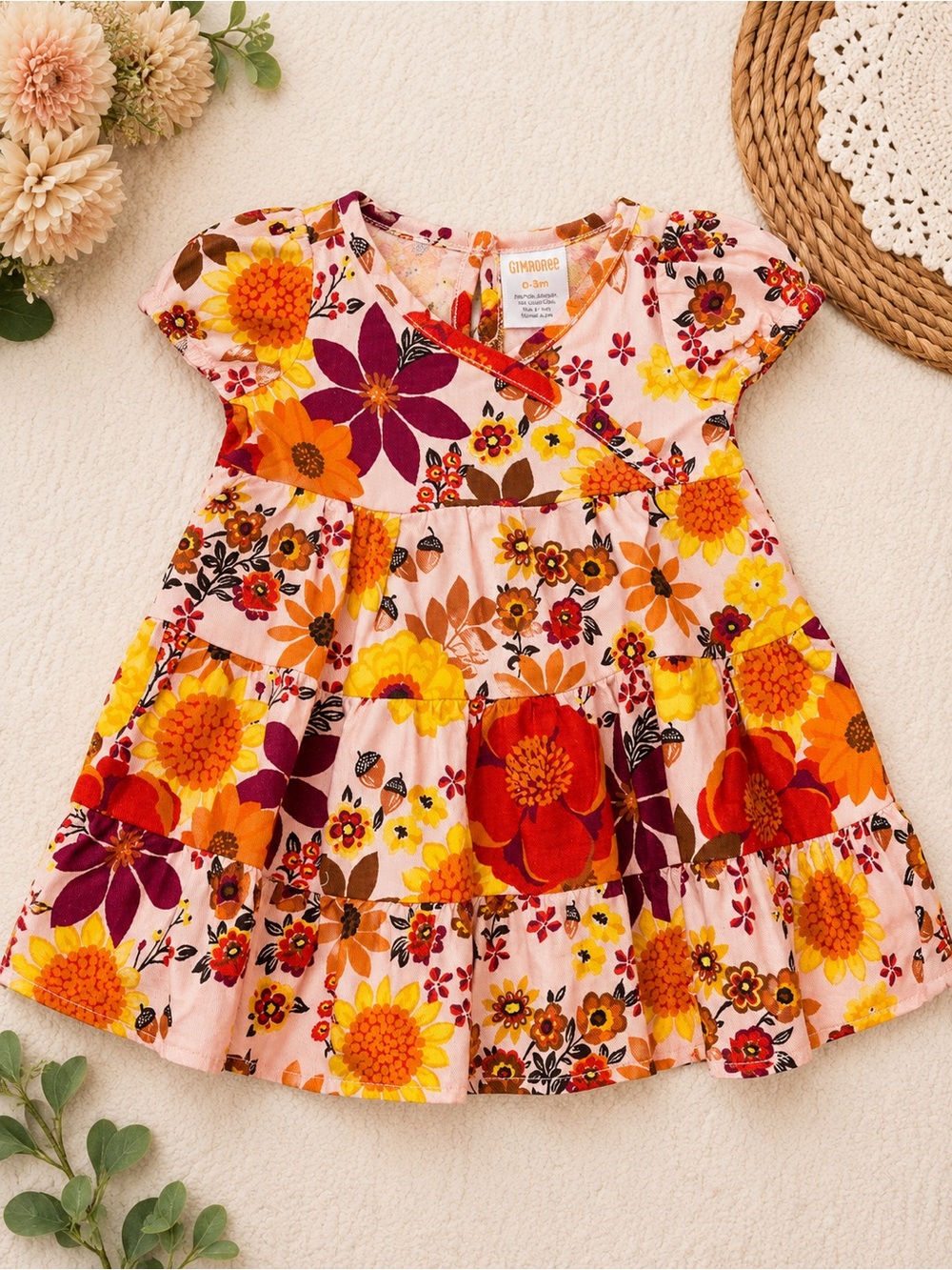 Gymboree Floral Patchwork Dress 0-3 Months Baby Girl Fall Dress